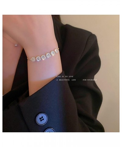 Dainty Cubic Zirconia Tennis Bracelets for Women Girls Adjustable Chain Link Rhinestone Bracelet Prom Jewelry Gifts gold $8.3...