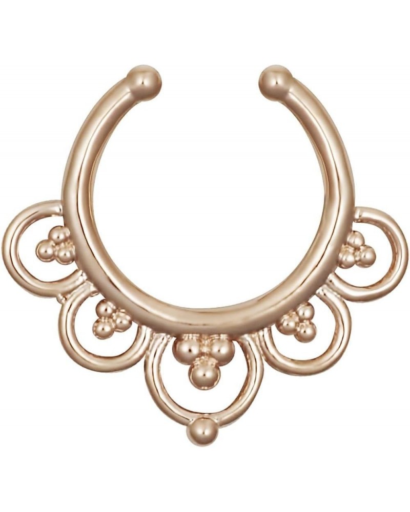 Non-Piercing Septum Jewelry: Rose Gold Plated Flower Petals Clip On Septum Hanger (No Piercing Required) $7.79 Body Jewelry