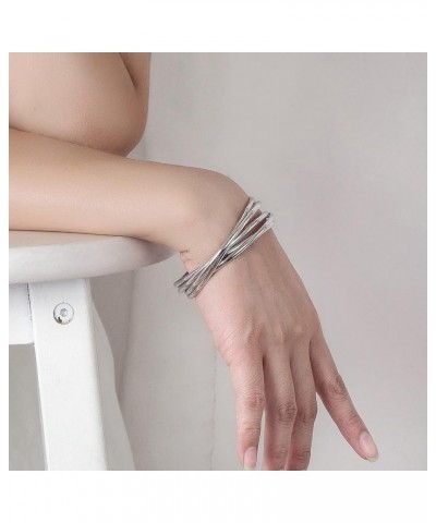 925 Sterling Silver Solid Bangle Bracelet Minimalist 5 Loop Bangle Bracelet Women Teen Jewelry Sterling Silver Bracelet 60/65...