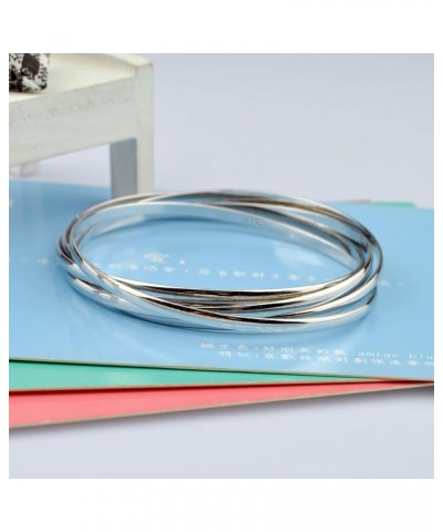 925 Sterling Silver Solid Bangle Bracelet Minimalist 5 Loop Bangle Bracelet Women Teen Jewelry Sterling Silver Bracelet 60/65...