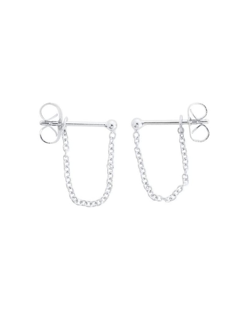 Chain Hoop Huggies in Gold, Rose Gold, or Silver | Minimalist, Delicate Jewelry Silver $9.89 Earrings