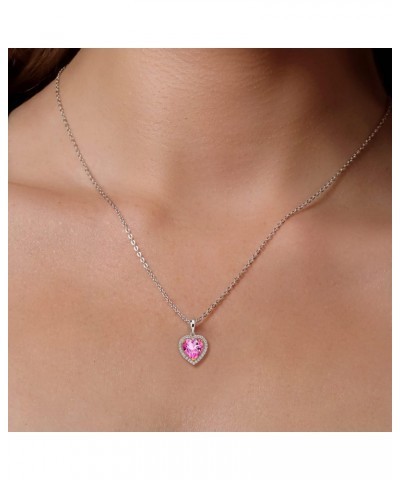 925 Sterling Silver and 10K Yellow Gold Pink Mystic Topaz and White Lab Grown Diamond Pendant Necklace For Women (2.60 Cttw, ...