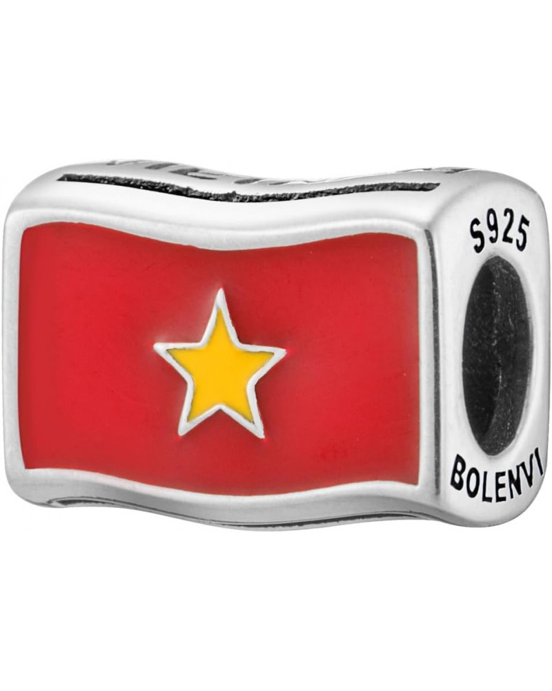 Flags Travel Country 925 Sterling Silver Charm Bead For Pandora & Similar Charm Bracelets or Necklaces Vietnam $23.60 Bracelets