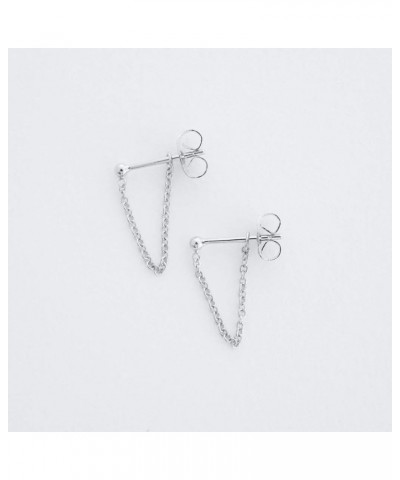 Chain Hoop Huggies in Gold, Rose Gold, or Silver | Minimalist, Delicate Jewelry Silver $9.89 Earrings