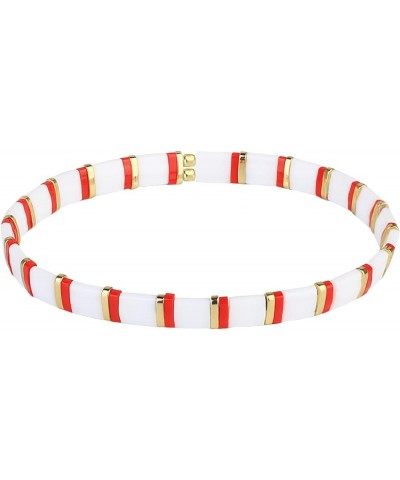 Women Fashion Tila Bead Bracelets Flat Bead Bracelet Boho Friendship Bracelets Stretch Bracelet Golden & Red 2103I $10.19 Bra...