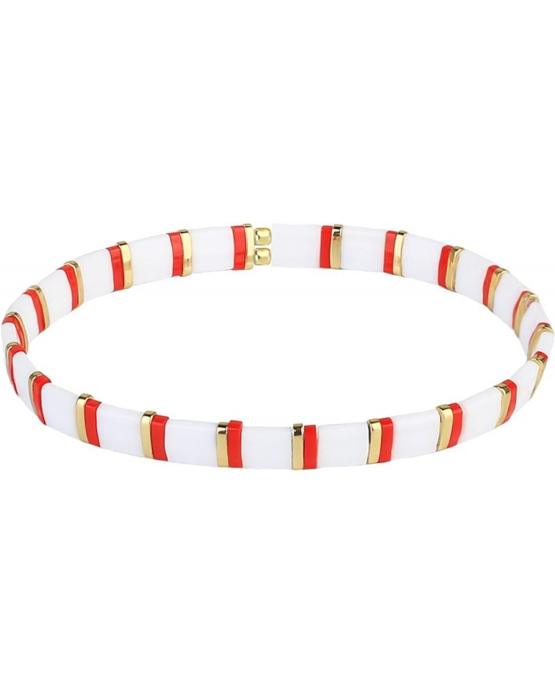 Women Fashion Tila Bead Bracelets Flat Bead Bracelet Boho Friendship Bracelets Stretch Bracelet Golden & Red 2103I $10.19 Bra...