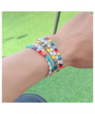 Women Fashion Tila Bead Bracelets Flat Bead Bracelet Boho Friendship Bracelets Stretch Bracelet Golden & Red 2103I $10.19 Bra...