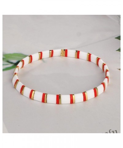 Women Fashion Tila Bead Bracelets Flat Bead Bracelet Boho Friendship Bracelets Stretch Bracelet Golden & Red 2103I $10.19 Bra...