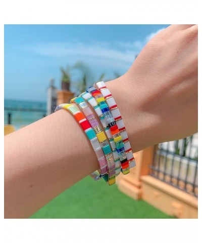 Women Fashion Tila Bead Bracelets Flat Bead Bracelet Boho Friendship Bracelets Stretch Bracelet Golden & Red 2103I $10.19 Bra...