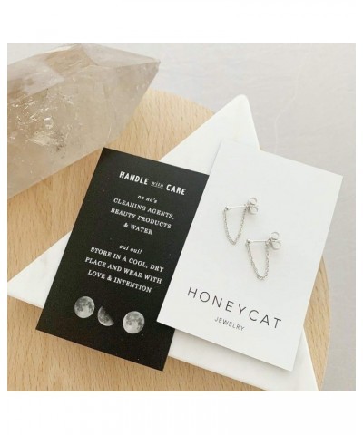 Chain Hoop Huggies in Gold, Rose Gold, or Silver | Minimalist, Delicate Jewelry Silver $9.89 Earrings