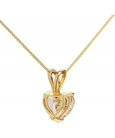 14K Gold Round, Princess and Heart Cubic Zirconia Solitaire Pendant Necklace 18 " Chain (0.66 mm Thick) - 2.0 CTW Heart Cut 1...