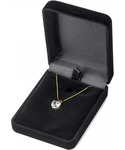 14K Gold Round, Princess and Heart Cubic Zirconia Solitaire Pendant Necklace 18 " Chain (0.66 mm Thick) - 2.0 CTW Heart Cut 1...