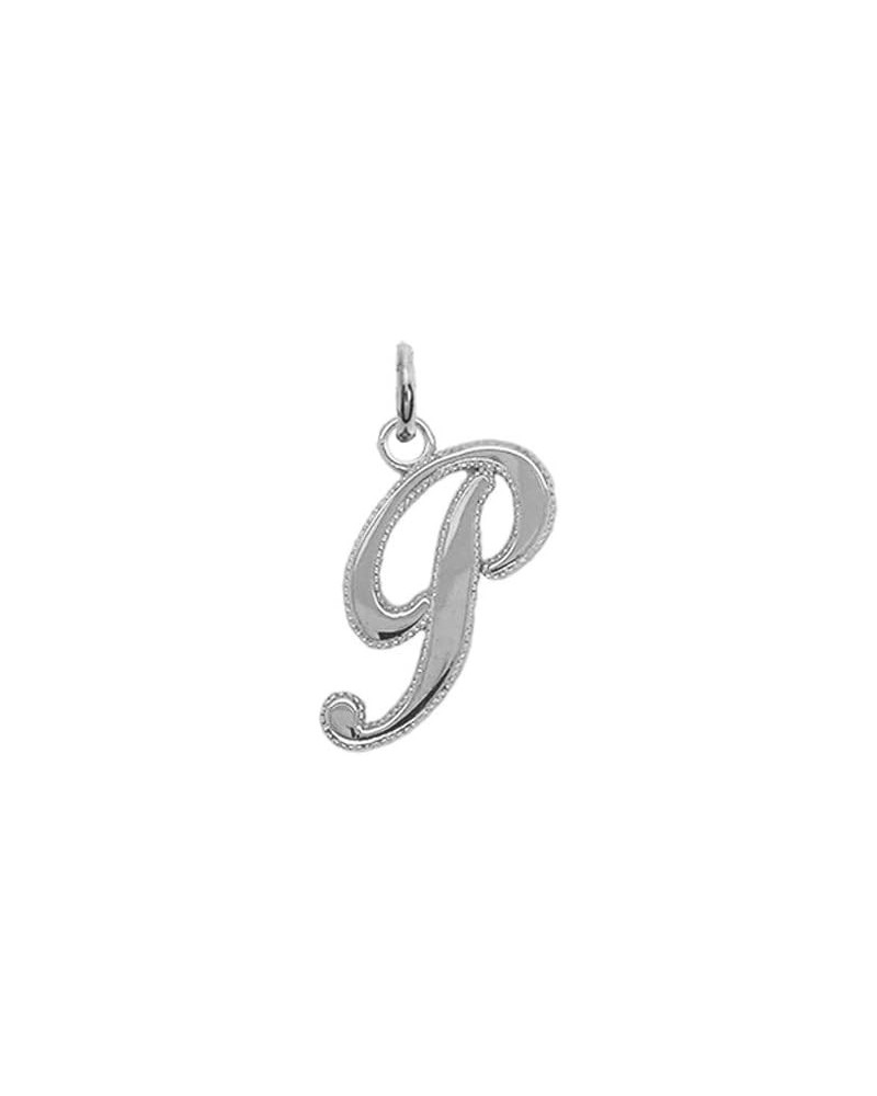 Solid 14k White Gold Personalized Cursive-Style A-Z Initial Pendant P $31.50 Pendants