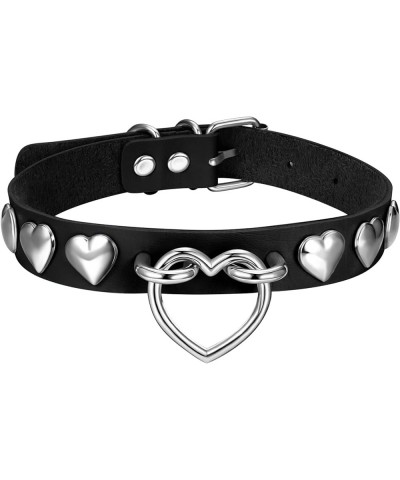 Heart Leather Choker Necklace for Women Sweet Heart Adjustable Goth Choker 12-16 Inches C-Black $7.79 Necklaces