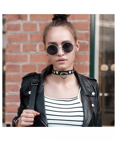 Heart Leather Choker Necklace for Women Sweet Heart Adjustable Goth Choker 12-16 Inches C-Black $7.79 Necklaces