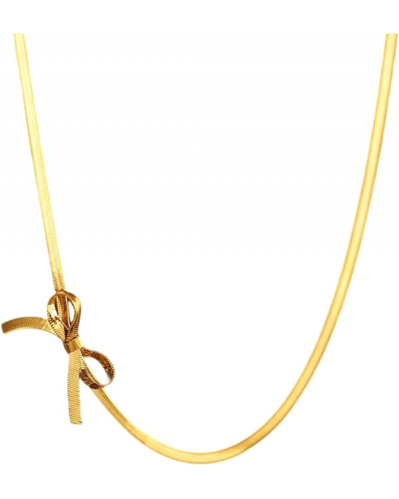 18K Gold Bow Necklace,Dainty Bow Pendent Choker Necklace Bowknot Bow Tie Necklace for Women Girls bow 05 $7.79 Necklaces