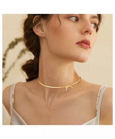 18K Gold Bow Necklace,Dainty Bow Pendent Choker Necklace Bowknot Bow Tie Necklace for Women Girls bow 05 $7.79 Necklaces