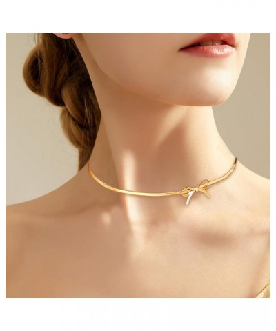 18K Gold Bow Necklace,Dainty Bow Pendent Choker Necklace Bowknot Bow Tie Necklace for Women Girls bow 05 $7.79 Necklaces