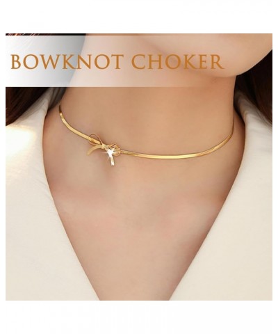 18K Gold Bow Necklace,Dainty Bow Pendent Choker Necklace Bowknot Bow Tie Necklace for Women Girls bow 05 $7.79 Necklaces