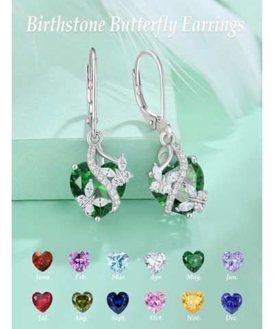 925 Sterling Silver Heart Butterfly Pendant Necklace Earrings Women Jewelry Set Gift with Birthstone Created Emerald $59.03 J...