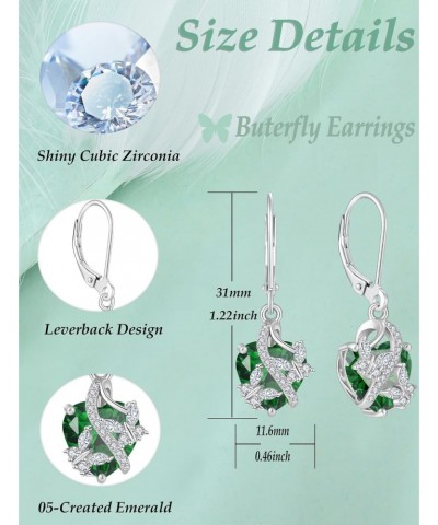 925 Sterling Silver Heart Butterfly Pendant Necklace Earrings Women Jewelry Set Gift with Birthstone Created Emerald $59.03 J...