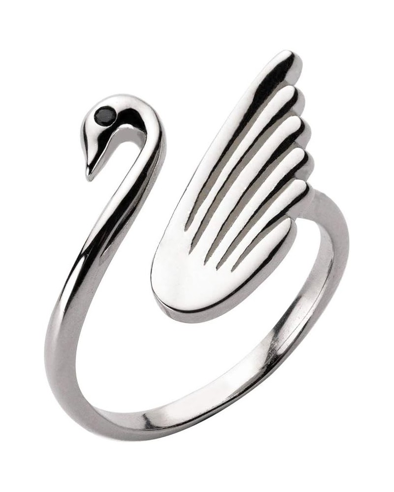 Cute Swan Open Rings 925 Sterling Silver Adjustable Finger Band Engagement Wedding Ring for Women Girls $10.82 Rings