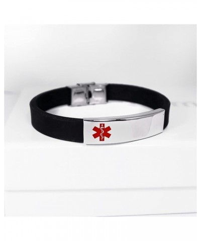 Medical Alert Bracelet for Teens Adults Boys Girls,Silicone Wristband Emergency ID Identification Cuff Bracelets Health Aller...