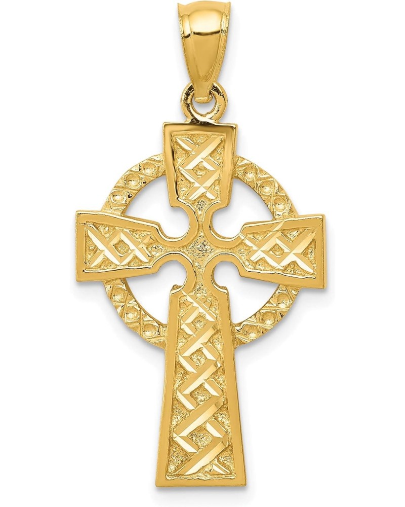 Solid 14k Yellow Gold Diamond-cut Celtic Cross Pendant - 34mm $119.34 Pendants