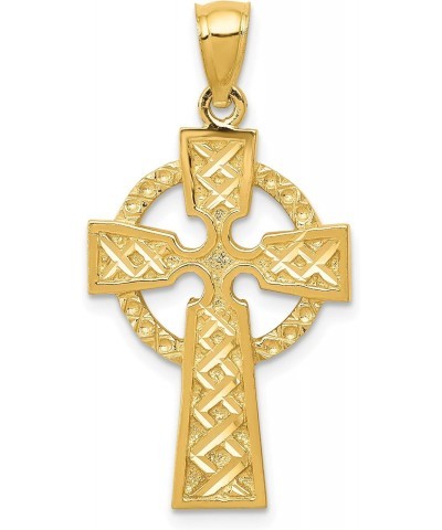 Solid 14k Yellow Gold Diamond-cut Celtic Cross Pendant - 34mm $119.34 Pendants