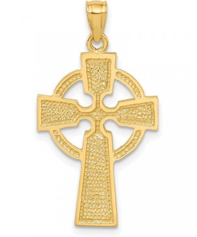 Solid 14k Yellow Gold Diamond-cut Celtic Cross Pendant - 34mm $119.34 Pendants