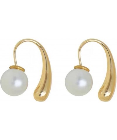 Pearl Earrings for Women Pearl Drop Earrings Gold Chunky Hoop Earrings Pearl Statement Earrings Huggie Pearl Drop Earrings fo...