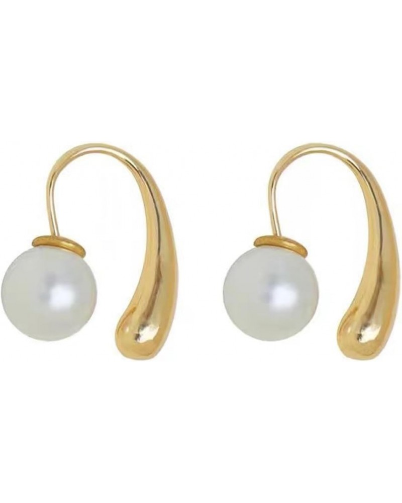 Pearl Earrings for Women Pearl Drop Earrings Gold Chunky Hoop Earrings Pearl Statement Earrings Huggie Pearl Drop Earrings fo...