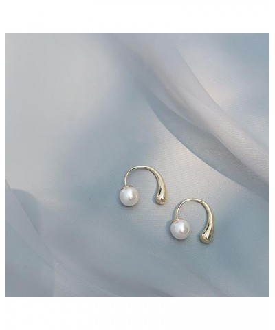 Pearl Earrings for Women Pearl Drop Earrings Gold Chunky Hoop Earrings Pearl Statement Earrings Huggie Pearl Drop Earrings fo...