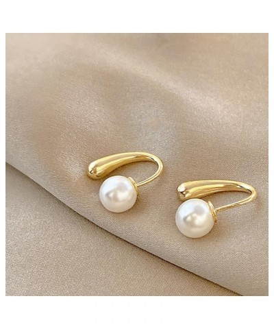 Pearl Earrings for Women Pearl Drop Earrings Gold Chunky Hoop Earrings Pearl Statement Earrings Huggie Pearl Drop Earrings fo...