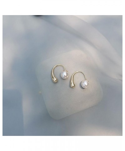 Pearl Earrings for Women Pearl Drop Earrings Gold Chunky Hoop Earrings Pearl Statement Earrings Huggie Pearl Drop Earrings fo...