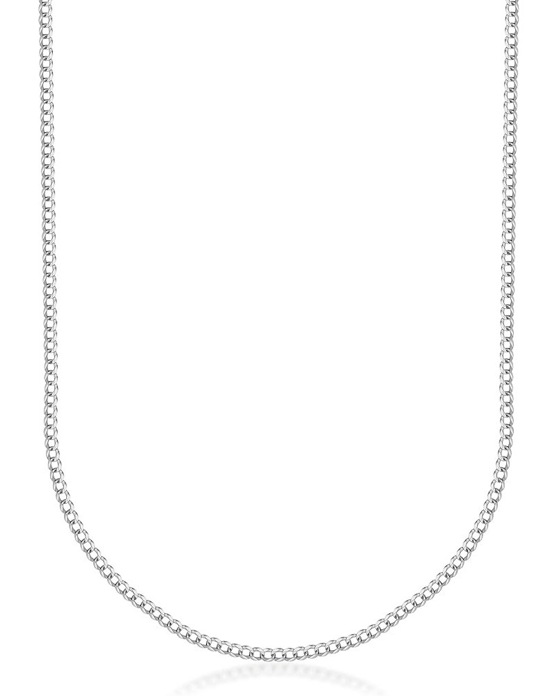 10K Gold 2.0mm Cuban/Curb Link Chain Necklace -Sizes 14"-30", Available in Yellow Gold & White Color - Made In Italy 24 White...