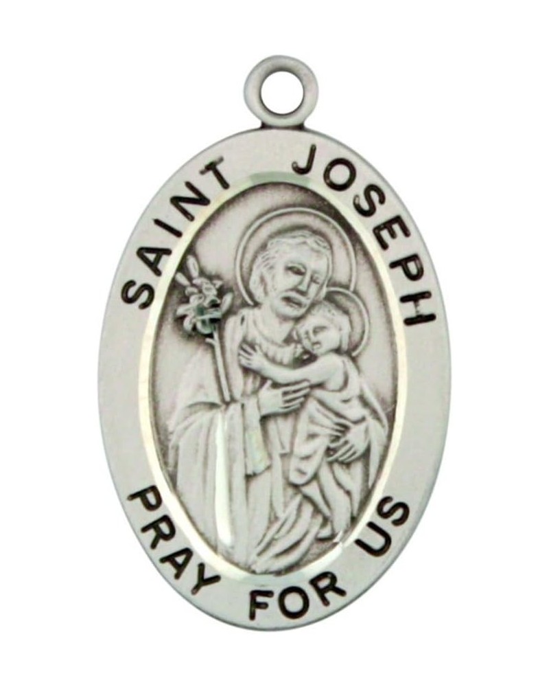 Sterling Silver Catholic Patron Saint Pray for Us Medal, 1 1/16 Inch Saint Joseph $35.64 Pendants