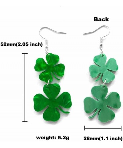 St. Patrick's Day Earrings Acrylic Irish Shamrock Dangle Earrings Green Clover Drop Earrings for Women Girls St Patty's Jewel...