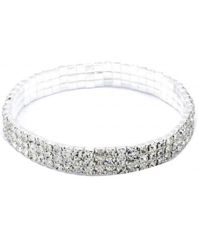 Women Rhinestone Stretch Ankle Bracelet Silver Sparking Tennis Bracelet Crystal Anklet Foot Chain Jewelry (3 Row - 2pcs) $8.9...