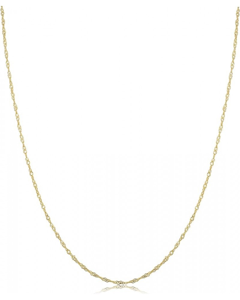 10k Yellow Gold Singapore Chain Necklace For Women (0.7mm, 1mm, 1.4mm, 1.7mm - sizes from 14 to 30 inch long) 30 inch 0.7 mm ...