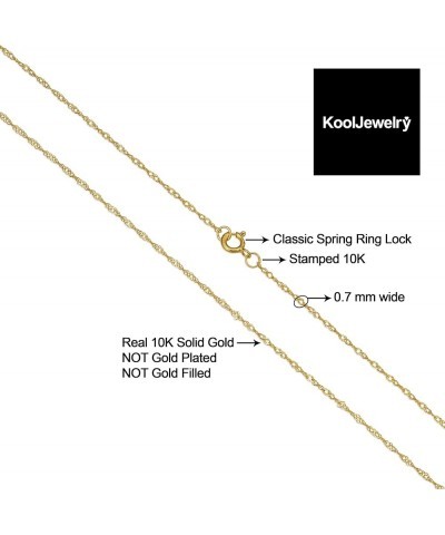 10k Yellow Gold Singapore Chain Necklace For Women (0.7mm, 1mm, 1.4mm, 1.7mm - sizes from 14 to 30 inch long) 30 inch 0.7 mm ...