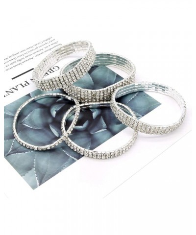 Women Rhinestone Stretch Ankle Bracelet Silver Sparking Tennis Bracelet Crystal Anklet Foot Chain Jewelry (3 Row - 2pcs) $8.9...