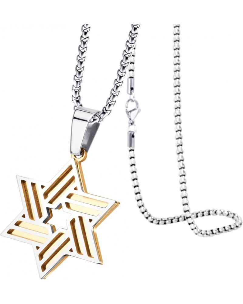 Stainless Steel Star of David Necklace for Men & Women, 16-24 Inch Box Chain Silver/Rose Gold 24.0 Inches $10.75 Necklaces