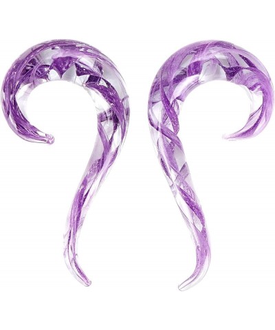 2pcs Multicolor 8G-00G Glass Teardrop Spiral Ear Gauges Twist Hanger Stretchers Piercing Jewelry Purple $9.67 Body Jewelry