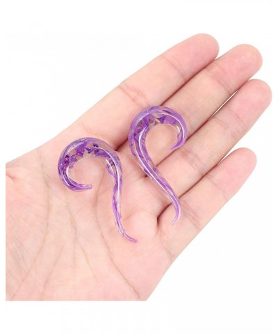 2pcs Multicolor 8G-00G Glass Teardrop Spiral Ear Gauges Twist Hanger Stretchers Piercing Jewelry Purple $9.67 Body Jewelry