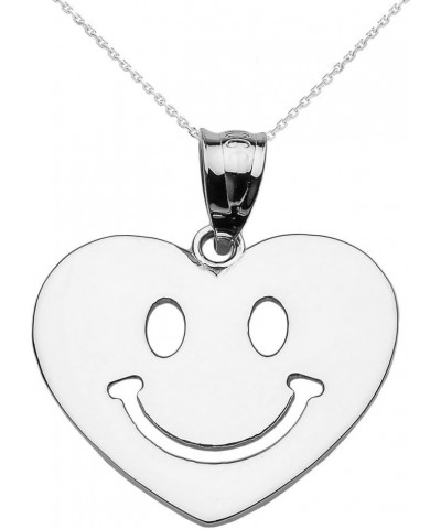 Sterling Silver Happy Smiley Face Heart Pendant Necklace 18.0 Inches $16.79 Necklaces