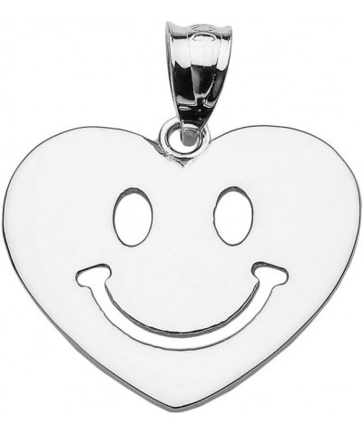 Sterling Silver Happy Smiley Face Heart Pendant Necklace 18.0 Inches $16.79 Necklaces