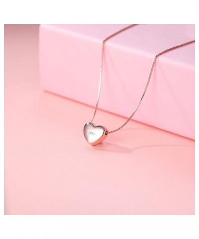 Genuine 925 Sterling Silver Tiny Love Heart Pendant Necklace for Women Teens Simple Sweet Heart Choker Necklace 1cm Heart-Ros...