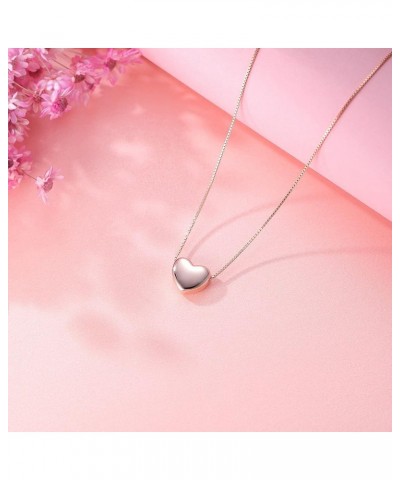 Genuine 925 Sterling Silver Tiny Love Heart Pendant Necklace for Women Teens Simple Sweet Heart Choker Necklace 1cm Heart-Ros...