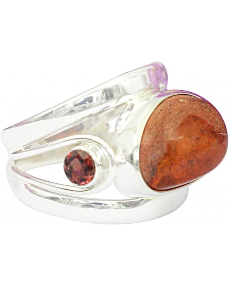 Gorgeous Mexican Fire Opal & Garnet Gemstone 925 Solid Sterling Silver Ring Designer Jewelry Gift For Her $32.53 Rings